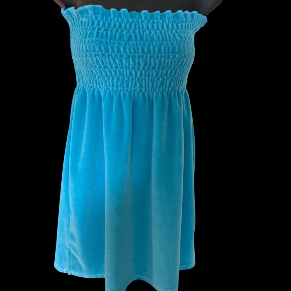 vintage juicy couture  S turquoise blue velour tube dress mini dress